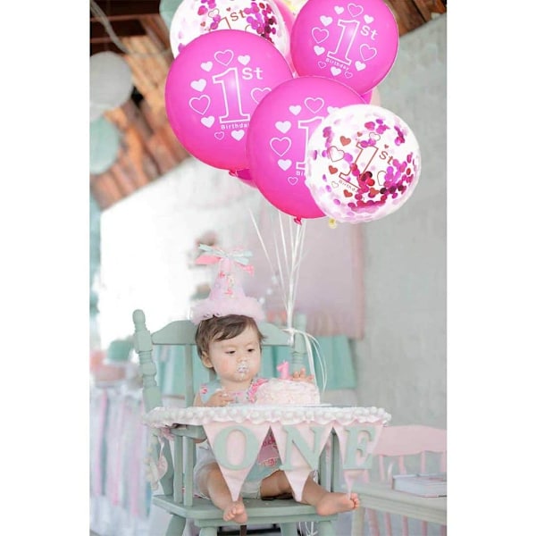 Födelsedagsprydnad 1 år pojke, dekoration 1-årsdag, ballong blå konfetti för 1-årsfest barns födelsedag Grattis på födelsedagen dekoration