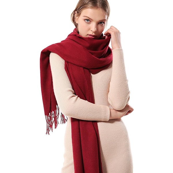 Dam tjock mjuk kashmir ull pashmina sjal wrap halsduk - varm enfärgad stulen