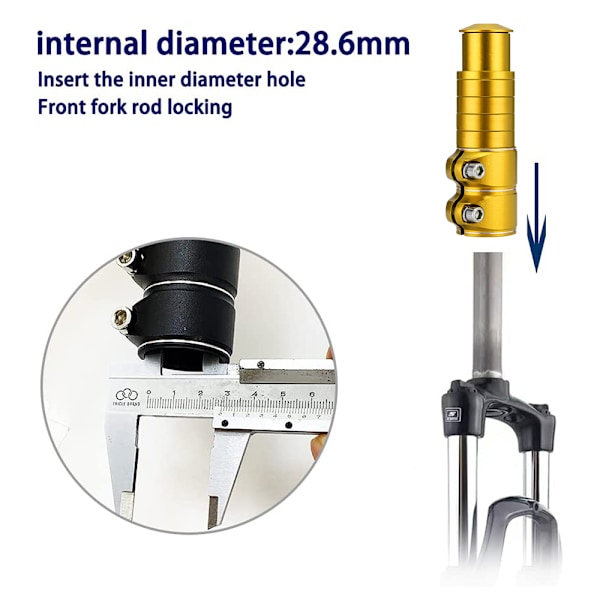 Sykkelgaffelstammeforlenger, Sykkelstyrehevingsadapter, Aluminiumlegeringshode-opp-adapter, for terrengsykkel, landeveissykkel, MTB