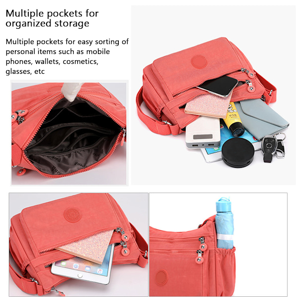 Damväska med axelrem Rymlig Väska med Flera Fack Dam Crossbody Handväska Mode Tote Topphandtag Satchel
