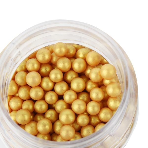 4mm Små Gullperler Perle Spiselig Perlesukkerkule Fondant DIY Kakebaking 85g