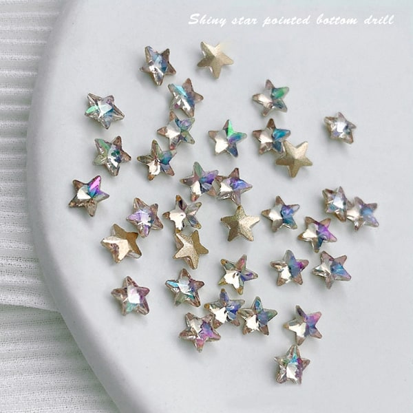 100 st Nail Art Rhinestones Stjärnformade Pärlor Nagelcharm Glaskristaller