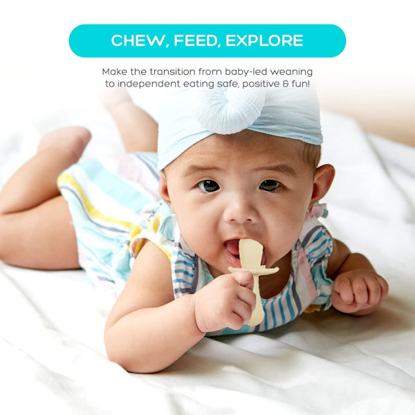 Babyskeer af silikone - Babyskeer og gaffel til babyled weaning, Babyskeer til selvfodring
