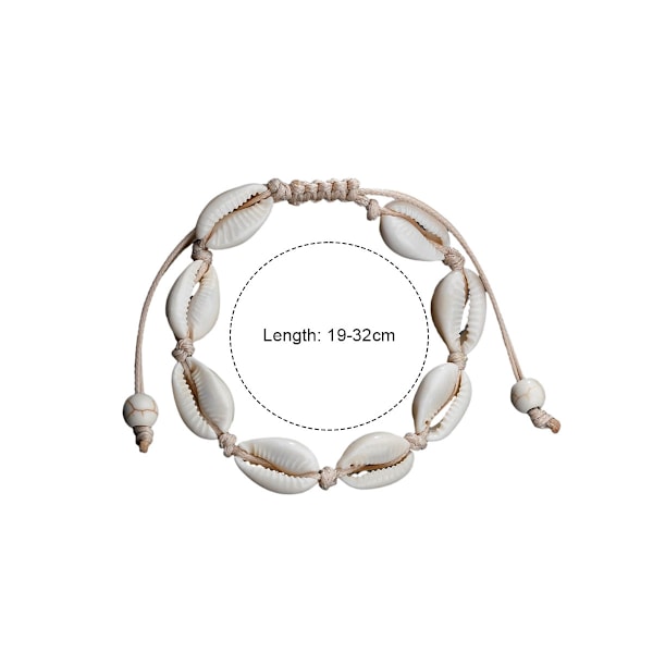 Hawaiiansk stil armband skal handvävd justerbar fotlänk hav strand semester, för kvinnor och flickor, 19-32cm