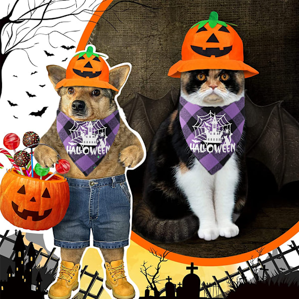 2 Pakkaa Halloween-Koirahuivi Kääntyvät Kolmion Muotoiset Hihnat Asusteet