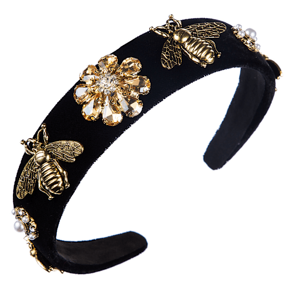 Håndlavede Rhinestone Fløjlspolstrede Pandebånd til Kvinder, Luksuriøst Vintage Prinsesse Pandebånd, Mode Designer Fest