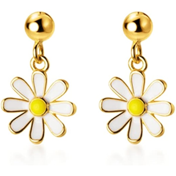 Sølv Daisy Øredobber Henger for Kvinner Jenter Liten Blomst Drop Øredobb Mini Ball Stud Øredobb
