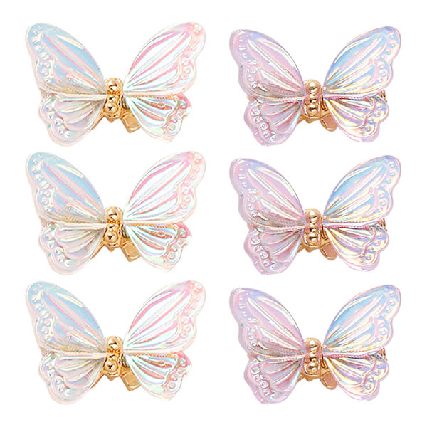 6 st Aurora Magic Resin Nagelfil med fjäril med fjäder som dansar nageltillbehör