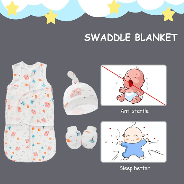 Baby Silkesmaskspåse - Sovpåse för spädbarn, används för att swaddla bebisar, med mössa och vantar.