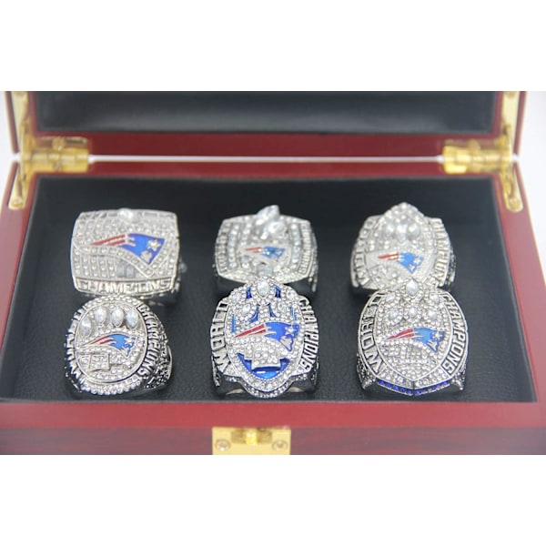 Kaikki 6 kertaa New England Tom Championship 'Patriots Brady -renkaat sarjassa laatikossa lahjoina naisille miehille lapsille pojille isille