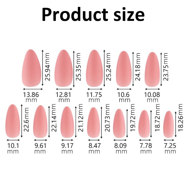 15-pack (360 st) matta nagelpressar, medium längd, ballerina kista akryl korta falska naglar för nagelkonst DIY