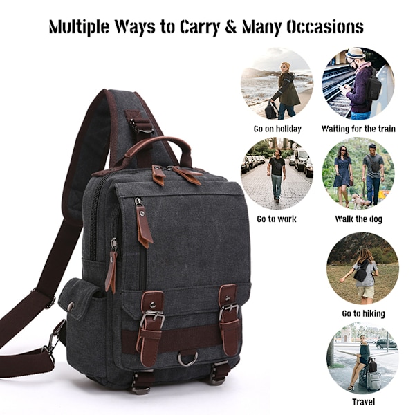 Crossbody-ryggsäck, herr- och damryggsäck, vandring, camping, utomhusrese-ryggsäck