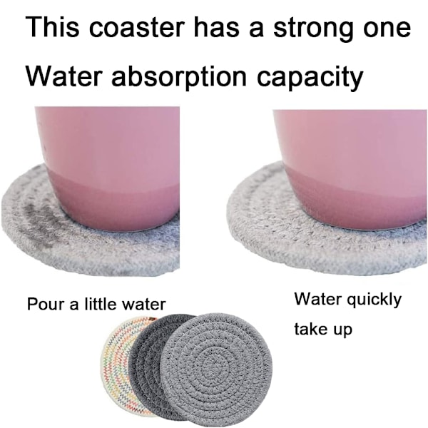 Set med 3 Cotton Weave Hot Coasters | Hot Pads för kök | Underlägg i bomullsrep, bordstabletter, grytlappar, isolering, hållbar bomullstråd