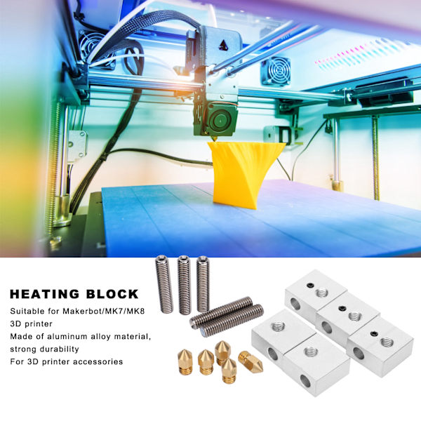 Aluminium Opvarmningsblok til Makerbot/MK7/MK8 Hot End 3D Printer Dyser Tilbehør