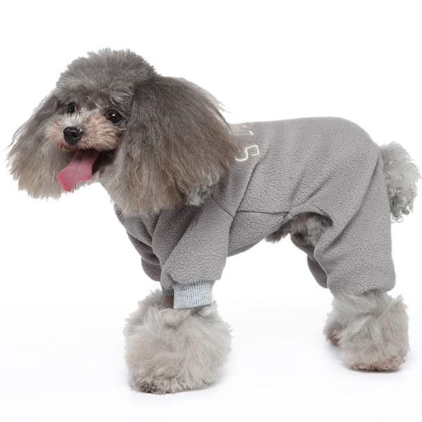 Hundeklæder Efterår og vinter ternet nederdel fire ben fleece kæledyr fire ben høj krave sweater