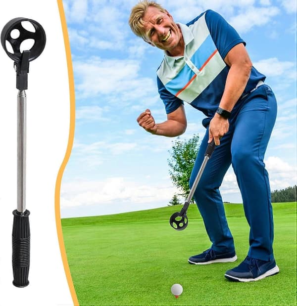 Golfboldopsamler Teleskopisk Plukker til Vand- og Fairway-træning, Robust Sort Værktøj