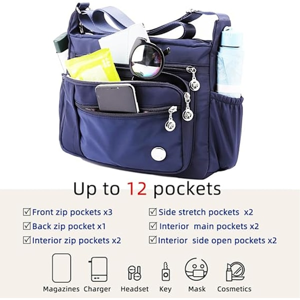 Crossbody-väskor för kvinnor Trendig axelremsväska Crossbody-väska för kvinnor Vattentät Lätt Casual Axelhandväska Plånbok Ryggsäck