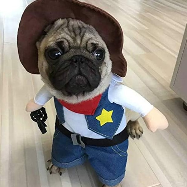 Cowboy Hundekostume med Hat Hundeklæder Cowboy Kostume med Hat Tøj Halloween Kostumer til Kat og Lille Hund Kæledyr