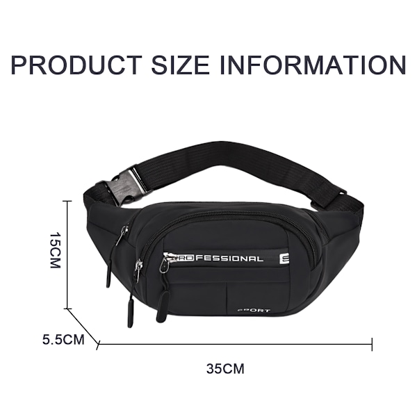 Stor Midjeväska för Kvinnor Plus Storlek Svart Midjeväska, Crossbody Väska med Justerbara Bältesremmar Trendig Resa Vandring Promenad Bältesväska för Män
