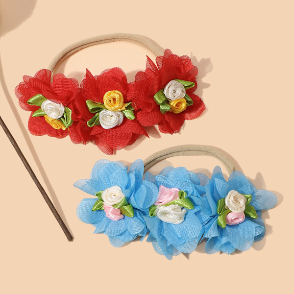 6 stk. Baby Pandebånd Baby Pige Blomster Pandebånd Blomst Krans Elastisk Pandebånd Hår Tilbehør Gave til Piger Nyfødt Blomster Fødselsdag Pandebånd