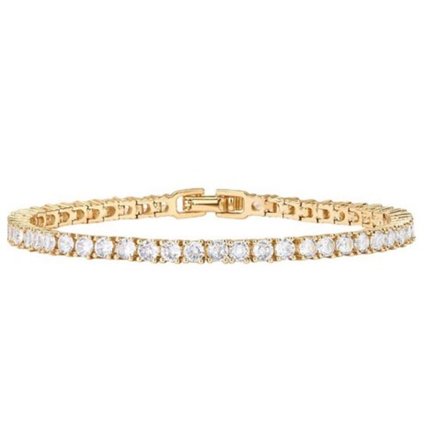 Gold Plated 4mm Cubic Zirconia Classic Tennis Bracelet | Gold