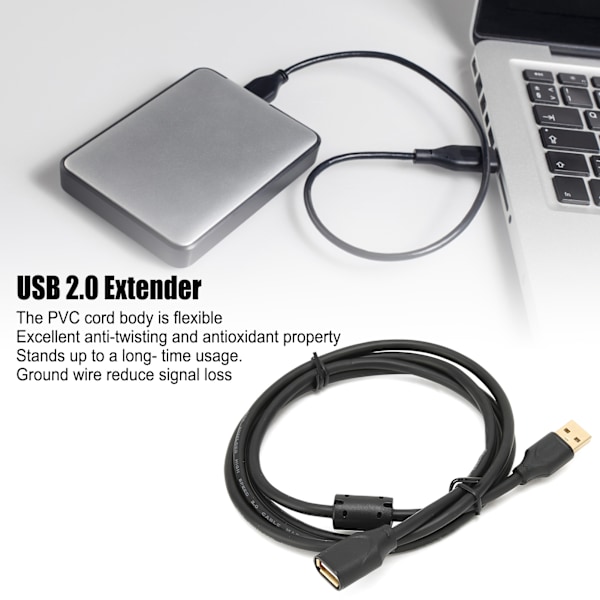 MINDPURE USB 2.0-förlängare, förgylld, flexibel, antioxidant, miljövänlig dataförlängningskabel