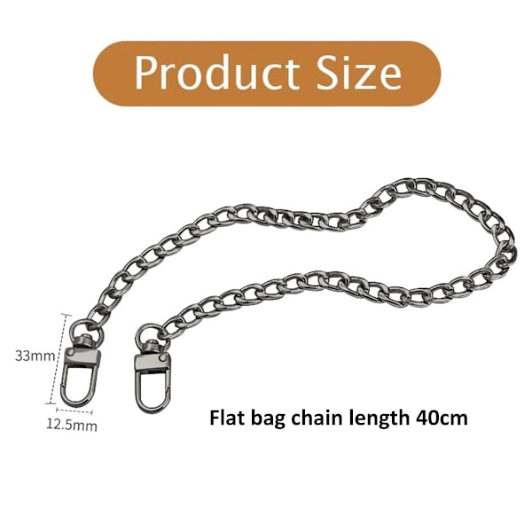 2 stk 40 cm DIY Kjedehåndtak Veske Kjeder Tilbehør Lommebok Clutch Håndtak Håndleddsstropper Erstatningsstropper, med Metallspenner