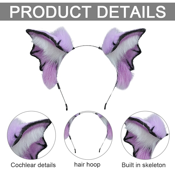 Plush Fyldig Djævel Bat Øre Pandebånd Dyr Halloween Jul Kostume Tilbehør