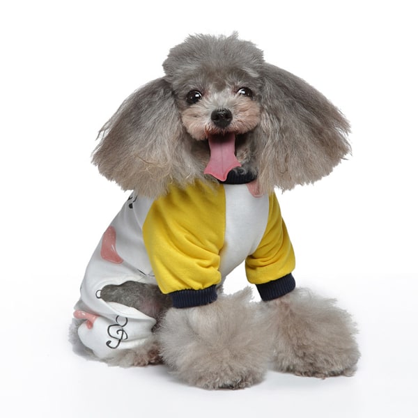 Hundpyjamas för små hundar Mjuk valp Onesie Katt Overall Bekväma husdjurskläder (Gul)