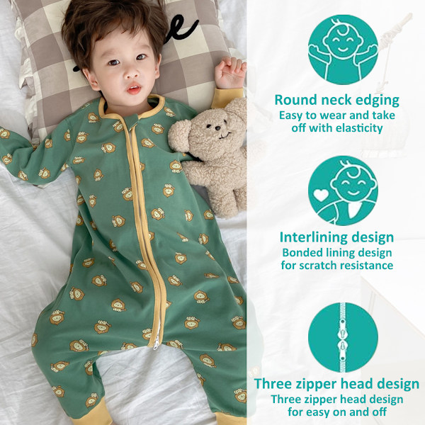 Fire årstider kan bære Toddler Sleep Sack med fødder, letvægts åndbar langærmet quiltet