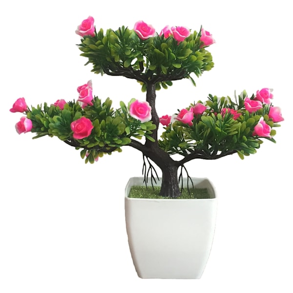 Keinotekoinen ruukkukasvi sisustukseen, Bonsai-puu simulointi, kotiin ja toimistoon (vaaleanpunainen)