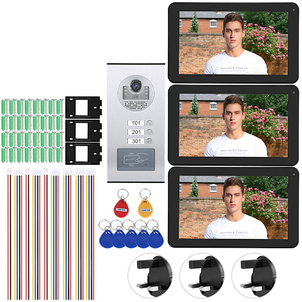9-tums Smart Touchscreen Trådlös WIFI Intercom Dörrklocka System Videomonitor App 100-240V UK