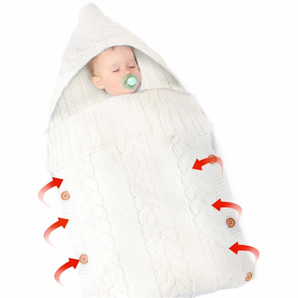 Nyfödd Baby Stickad Swaddle Swaddlefilt Sovsäck för 0-12 Månader Baby