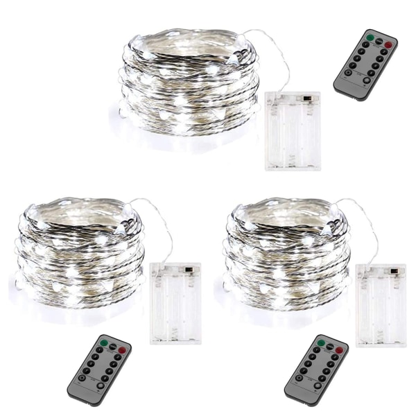 3-Pack Battery Powered Fairy Light Strings with Remote Control,