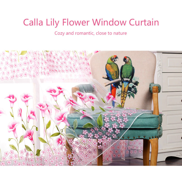 1*2m Calla Lily Flower Printing Window Gardin Transparent