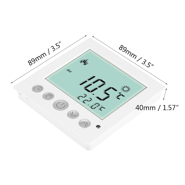 LCD Digital Golvvärme Programmerbar Termostat Temperaturregulator Vit Bakgrundsbelysning