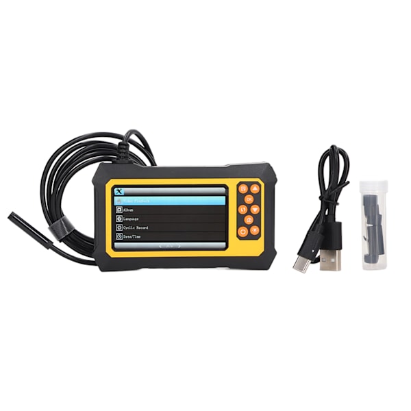 Endoskop 8mm Linse 4,3 tommer LCD Skærm Boreskop Kamera IP67 Vandtæt til Inspektion 5m / 16,4ft Gul