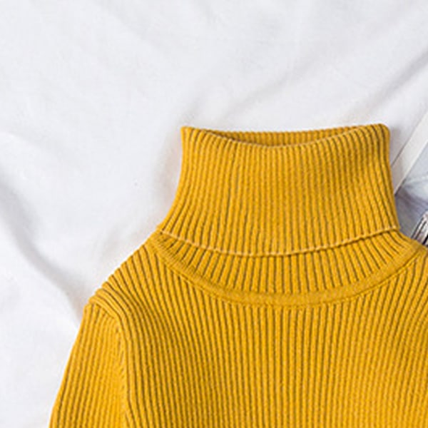 Børneturtleneck Langærmet Trøje Basic Solid Fint Strikket Varmt Sweatshirt