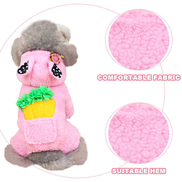 Hundpyjamas Vinter Hundtröja  Varm Valp Fleece Husdjurskläder Kläder Hundoverall Kläder (Rosa)
