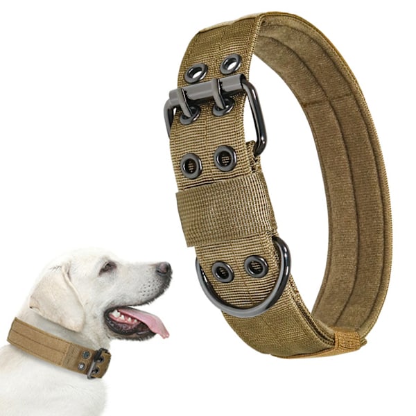 Militär Justerbar Hundhalsband med Metall D-ring