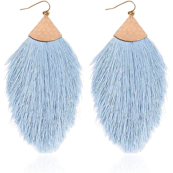 Bohemske Silke Tråd Fan Frynser Tassel Statement Ørepynt - Lett Strand Fjær Form Henger for Kvinner Jenter