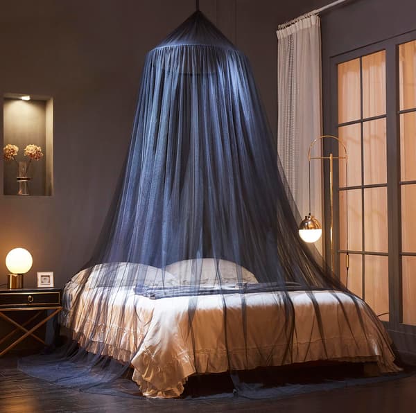 Black Bed Canopy Curtains - Mesh Room Decor, Ceiling Tent, Bed Canopy for Single, Twin, Full