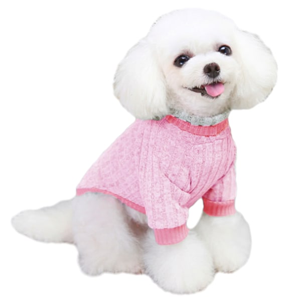 Hundetøj Blødt Kæledyrsbeklædning Fleece Skjorte Varmt Vinterstrikket Trøje til Lille og Mellemstore Kæledyr (Pink)