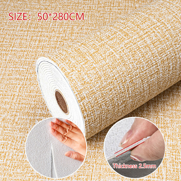 Texturerad Tapet 50x280cm Självhäftande Tapet för Väggar Präglad Tapet för Sovrum Tjock Tapet för Texturerad Vägg Vattentät Klibbig Bak