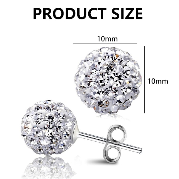 Kvindeøreringe med æske Disco Ball Hvide Krystaller Dangle Hook Stud Øreringe til Kvinder