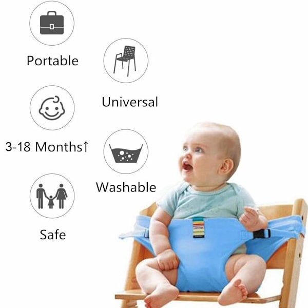 Foldbar Bærbar Spisebordsstol Sæde Sele Beskyttelsesbælte Spænde Bælte til Baby og Småbørn