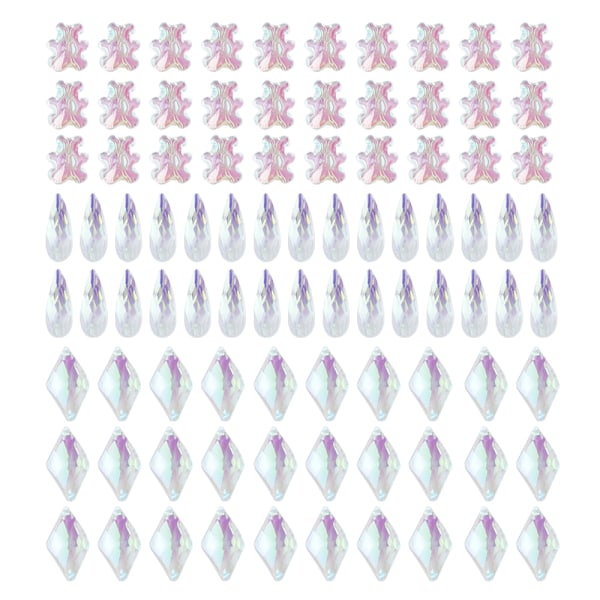 90 stk. Neglekunst Aurora Rhinestones Multi Form Mix Neglekrystal Håndværk Skinnende DIY Neglekunst Design