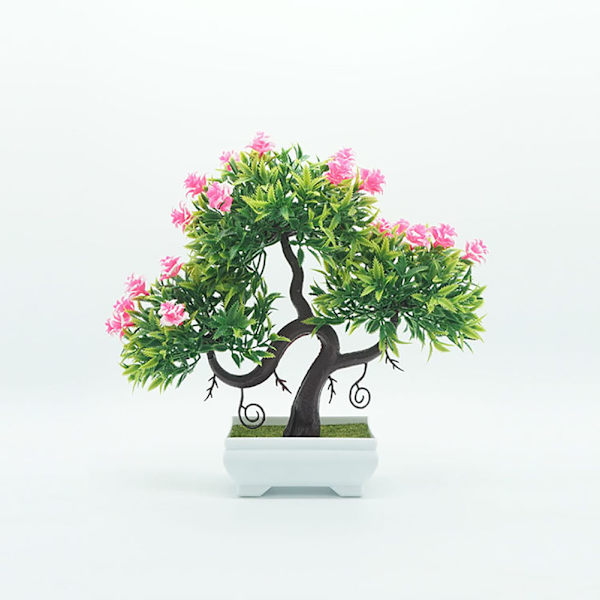 Kunstig Halvsirkel Rose Liten Pottet Simulering Planting Pot Ornament Dekorasjon (Rosa)