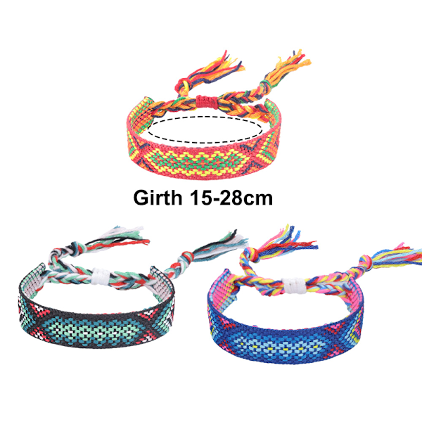 3 st justerbara armband för kvinnor och flickor, vävda vänskapsarmband, armband vävda tofsar