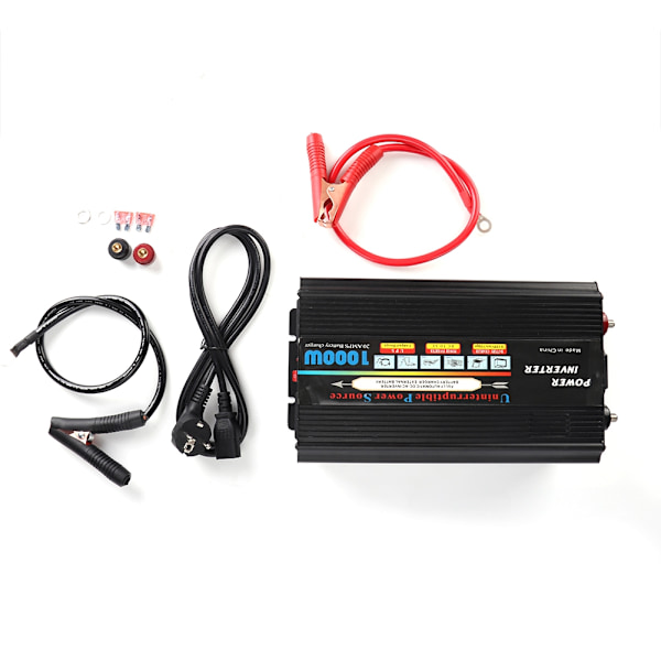 Solcells-inverter DC 12/24V till AC 110V/220V 1000W UPS Modifierad Sinusvågsomvandlare (EU-kontakt)